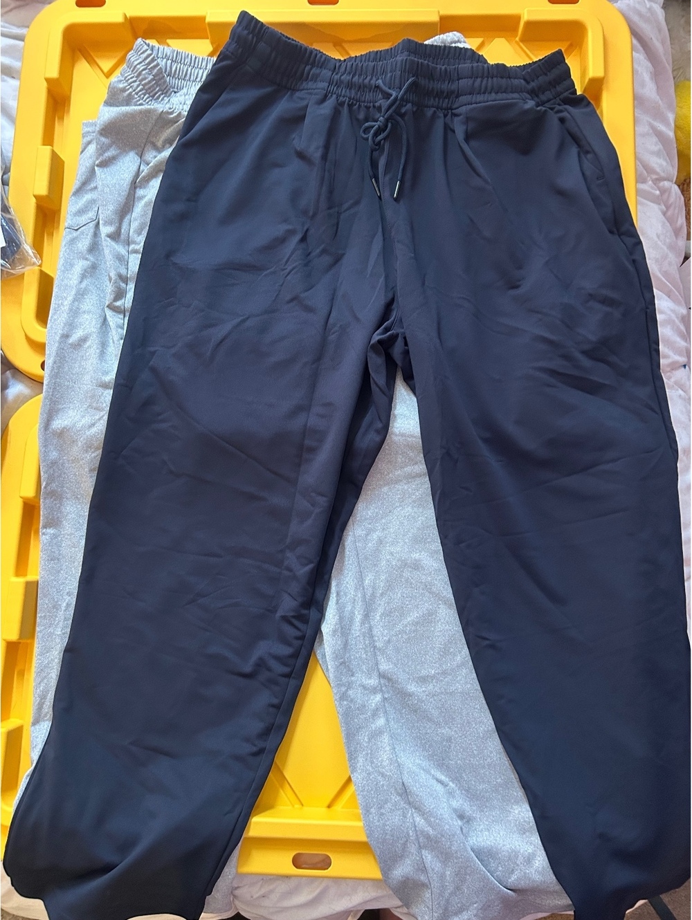 Men's Black and Gray Sweatpants with Elastic Waistband and Drawstring, size 2X